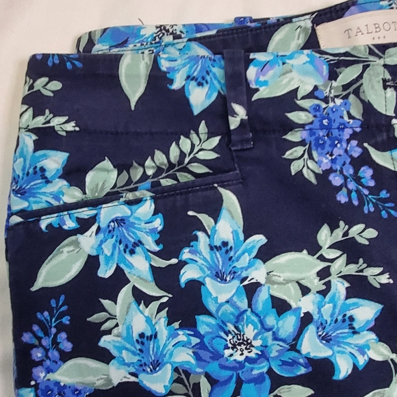 Talbots Blue Floral Print Classic Cropped Pants Size 10 - Picture 8 of 15